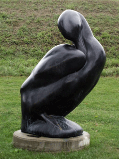 A bronze sculpture of the extinct Labrador Duck
